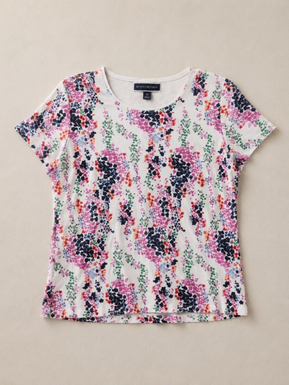 Karen Scott Floral Top Womens Large Multicolor Short Sleeve Spring Summer